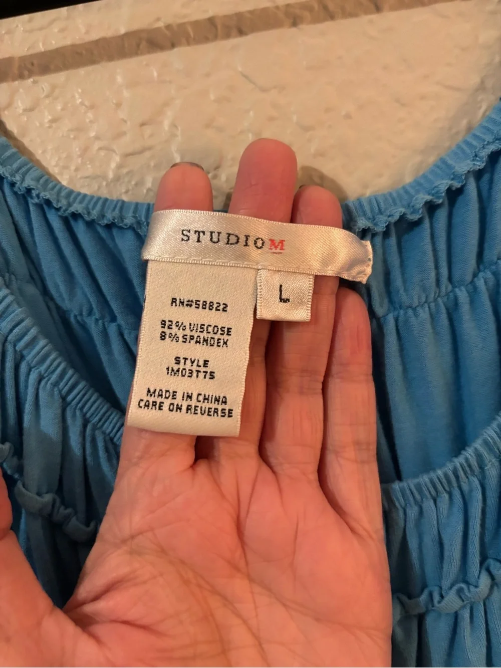 Blue Ruched Scoop Neck Women's top